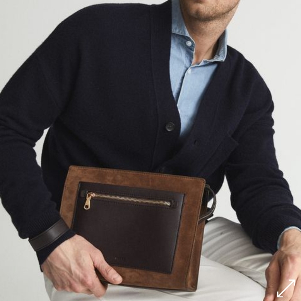 REISS HAND HELD SUEDE LEATHER POUCH